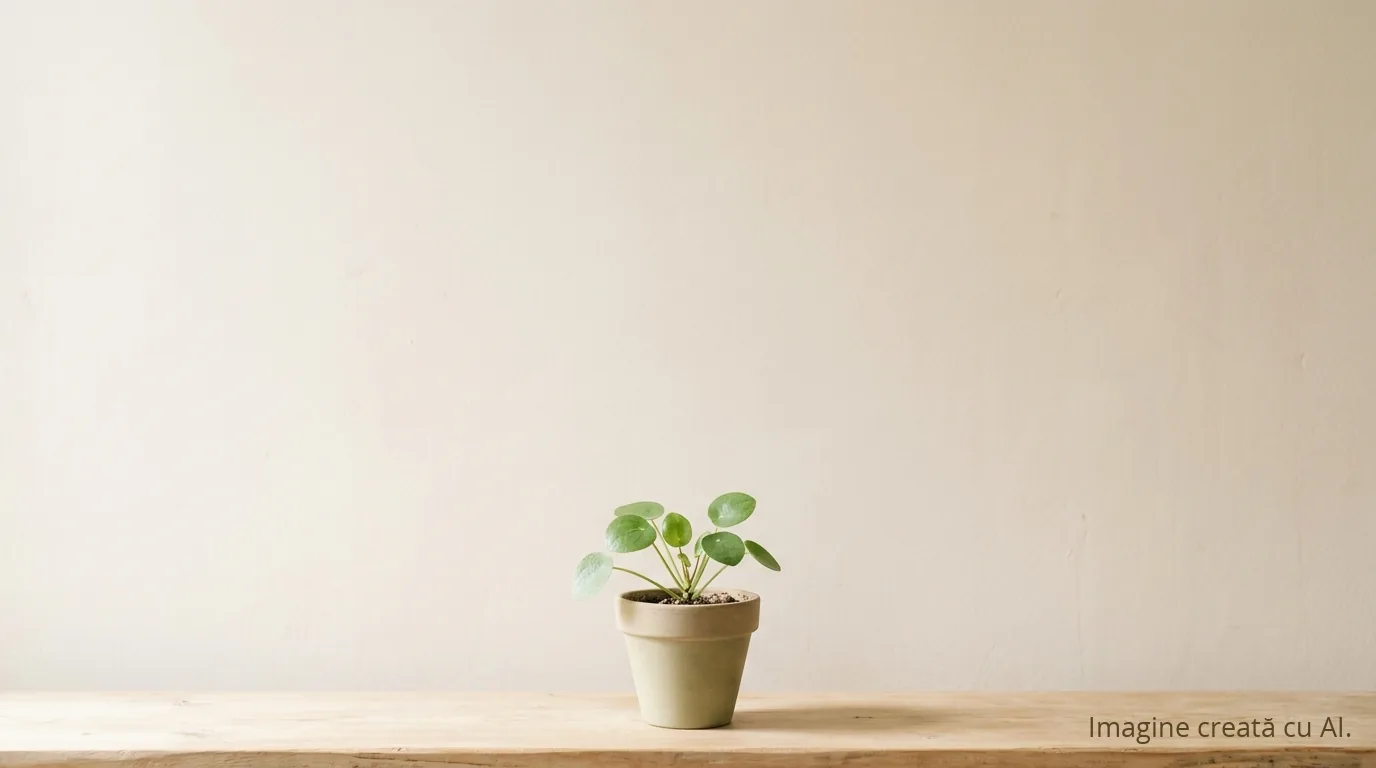 Plantă verde tânără într-un ghiveci simplu, creștere lentă