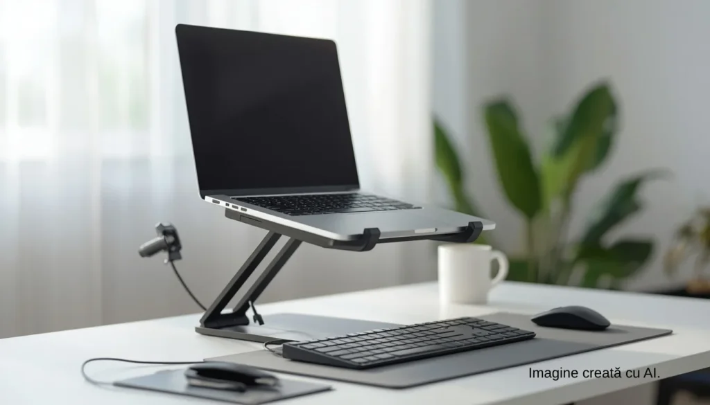 Setup home office ergonomic: ce contează cu adevărat pe orice buget | UrbanVerse laptop... exagerat de sus